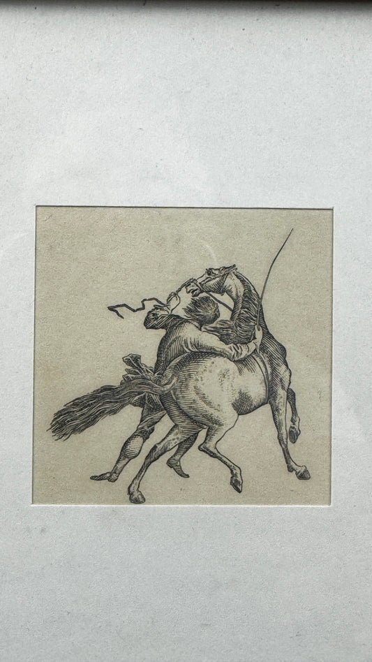 Petite gravure, scène de dressage