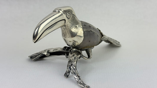 Toucan décoratif en argent sterling 925 et pierre naturelle – 10 cm