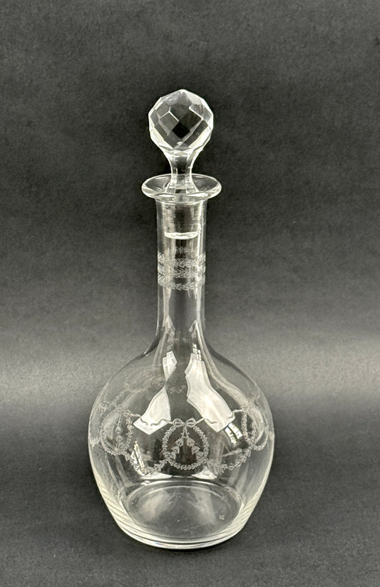 Carafe en cristal gravé fin 19ème début 20ème n°2