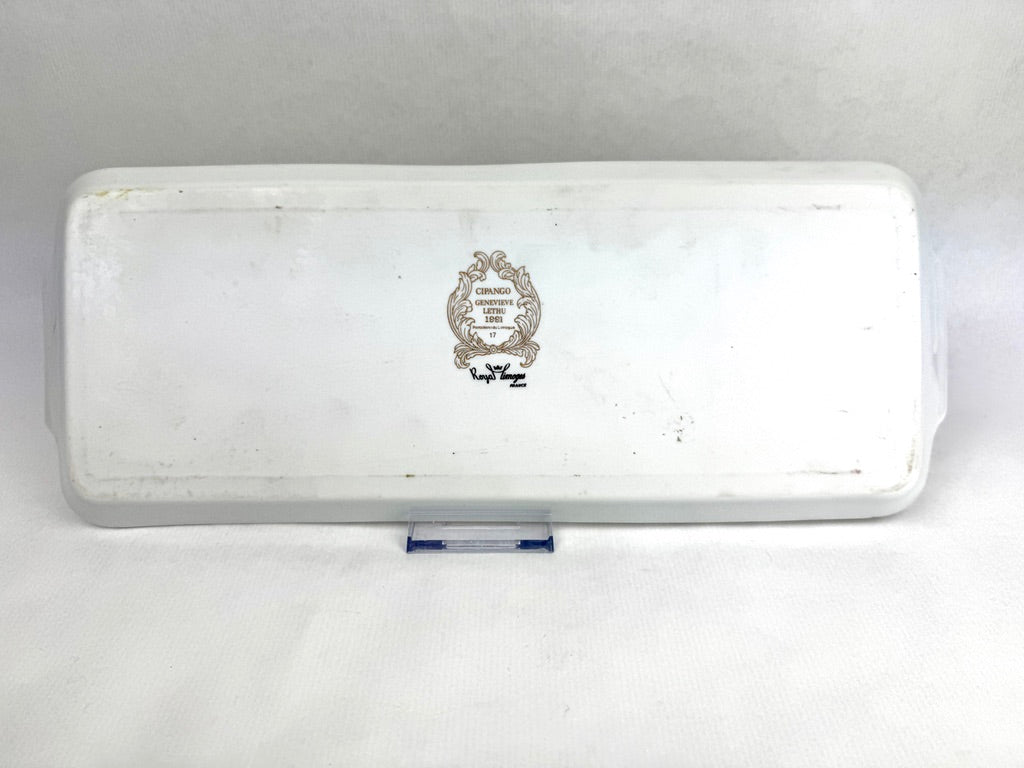 Plat rectangulaire en porcelaine de Limoges – Geneviève Lethu – Décor “Cipango”, 1991