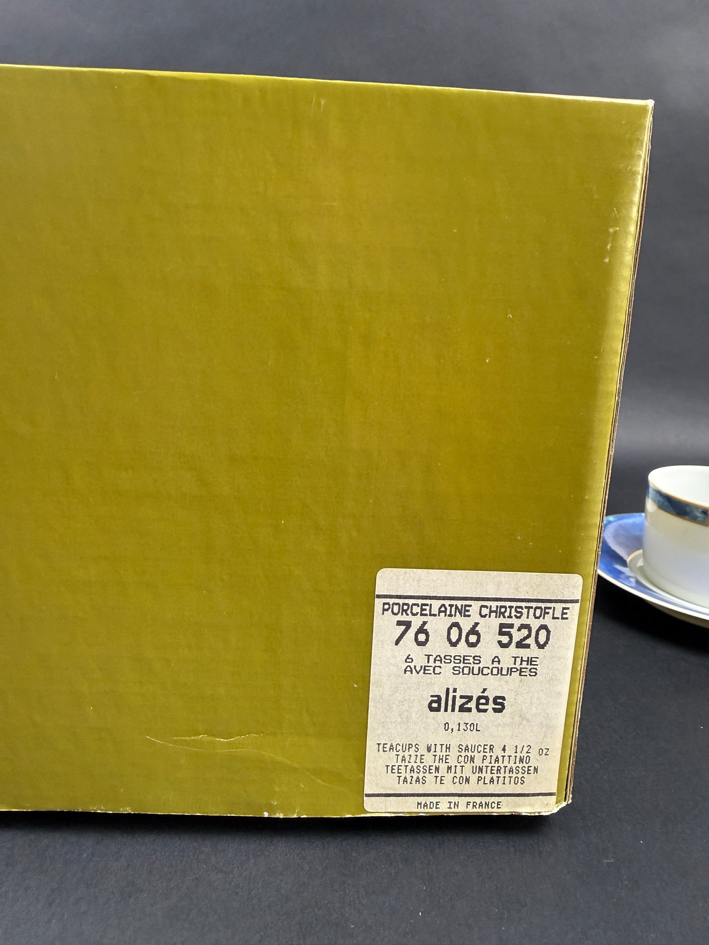 Christofle porcelaine suite de 6 tasses à thé modèle Alysés