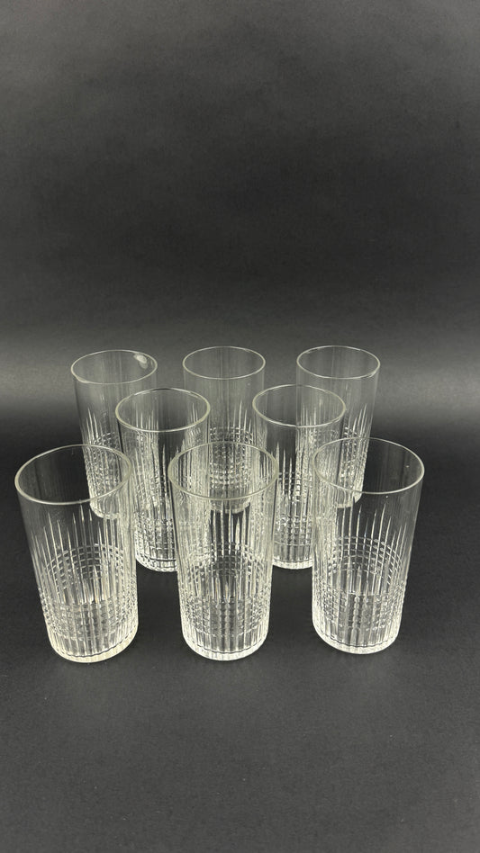 Baccarat, suite de 8 verres chopes, long-drink modèle Nancy