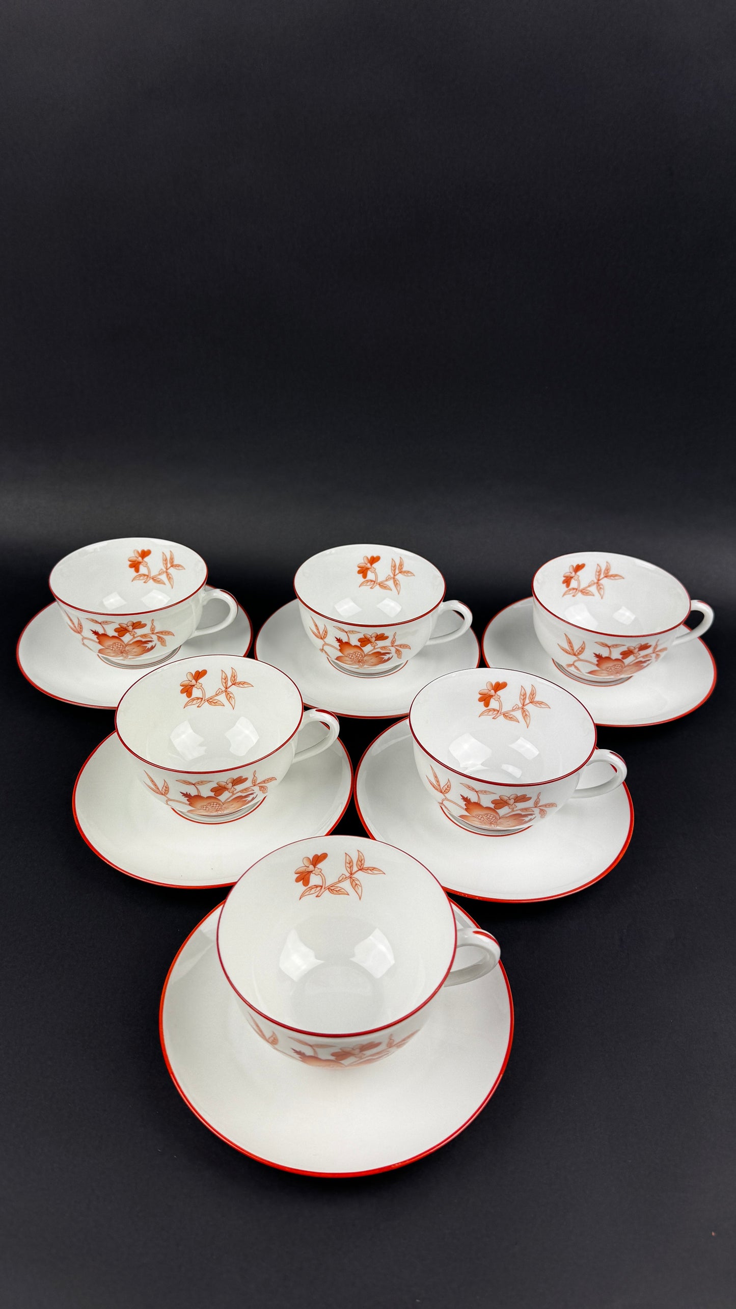 Série de 6 tasses à thé Haviland Sou Tchéou