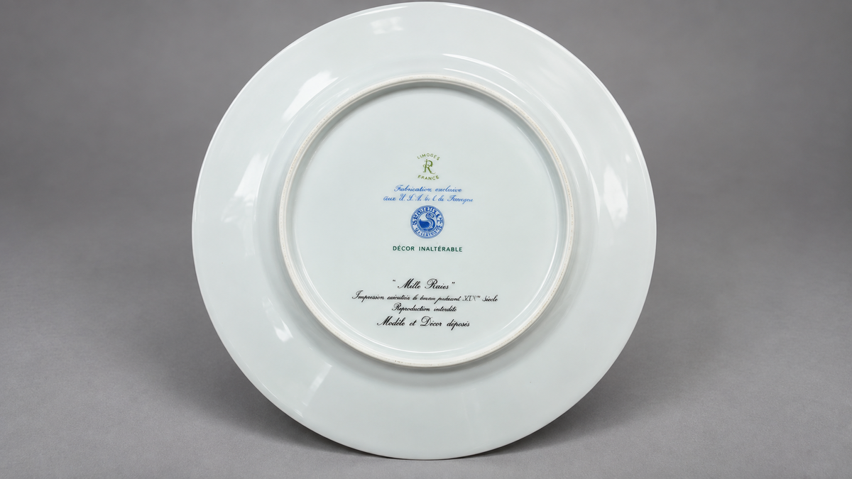 Raynaud Mille Raies, cinq assiettes plates, photographie 7