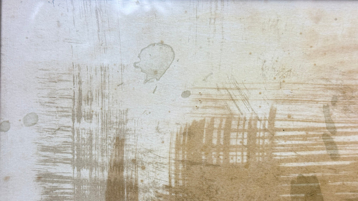 Dessin original encre et aquarelle La Charité sur Loire XXe siècle encadré