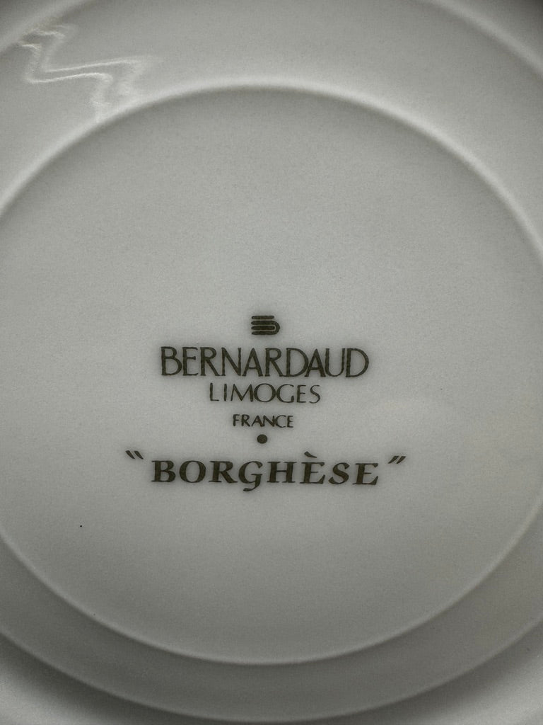 6 assiettes dessert Bernardaud Limoges Borghese bord bleu fruits ruban