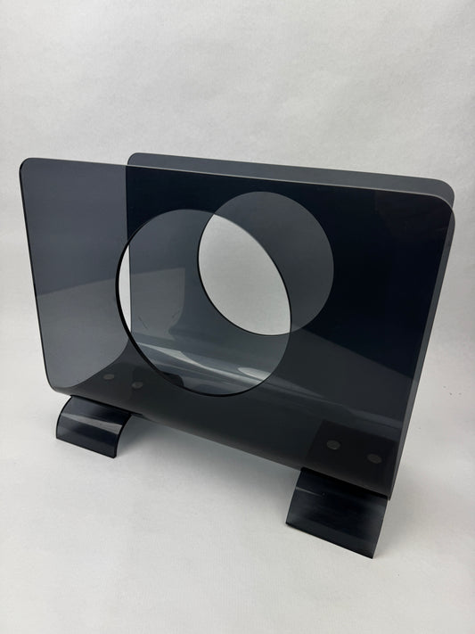 Porte-revues plexiglass fumé vintage années 70 design minimaliste
