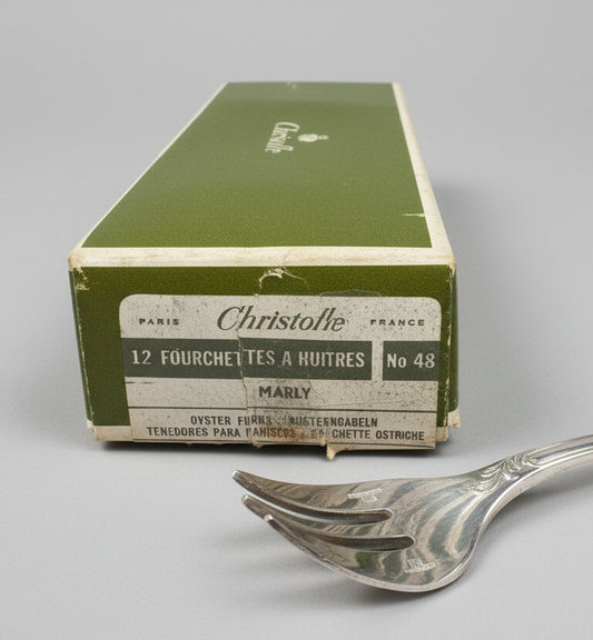 Lot de 12 fourchettes à huîtres Christofle modèle Marly – neuves sous blister