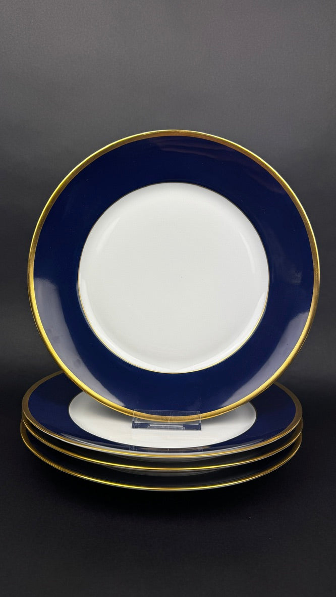 Haviland Limoges, suite de 4 assiettes Bleu Ambassade