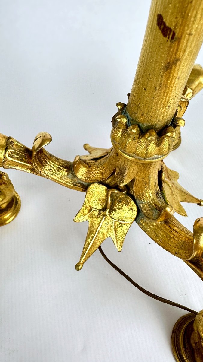 Paire de candélabres à la grue en bronze doré, modèle bambou — photo 11