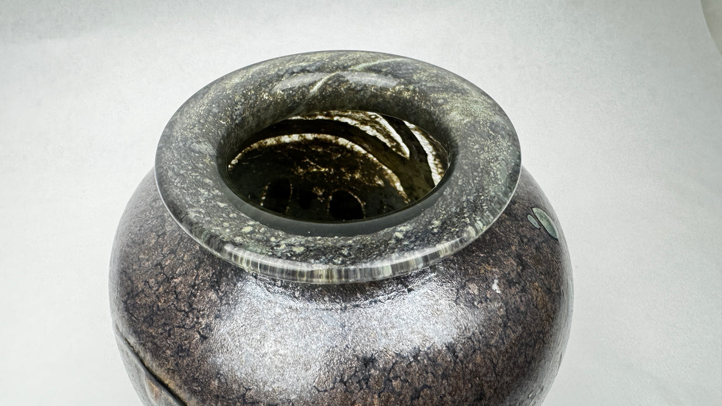 Vase en verre d’art signé René Pierini – Studio glass français, 1985