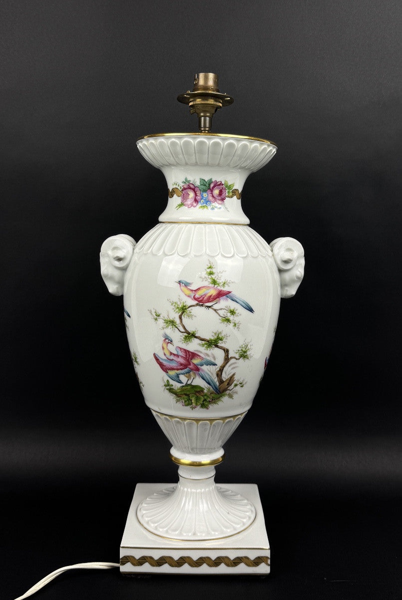 Raynaud Limoges — Pied de lampe en porcelaine, oiseaux de Paradis — photo 1
