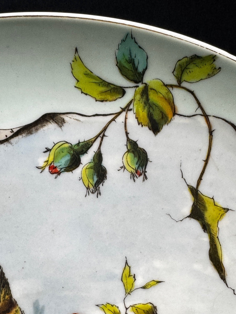 Large plat en porcelaine de Limoges, oiseaux branchés — photo 9