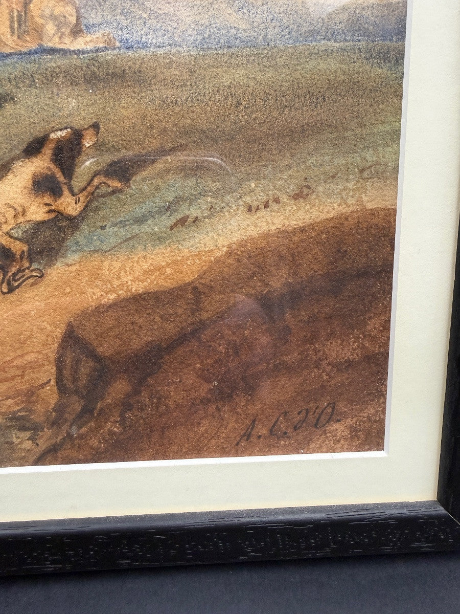 Aquarelle XIXe, scène de chasse à courre d'après Alfred de Dreux — photo 5