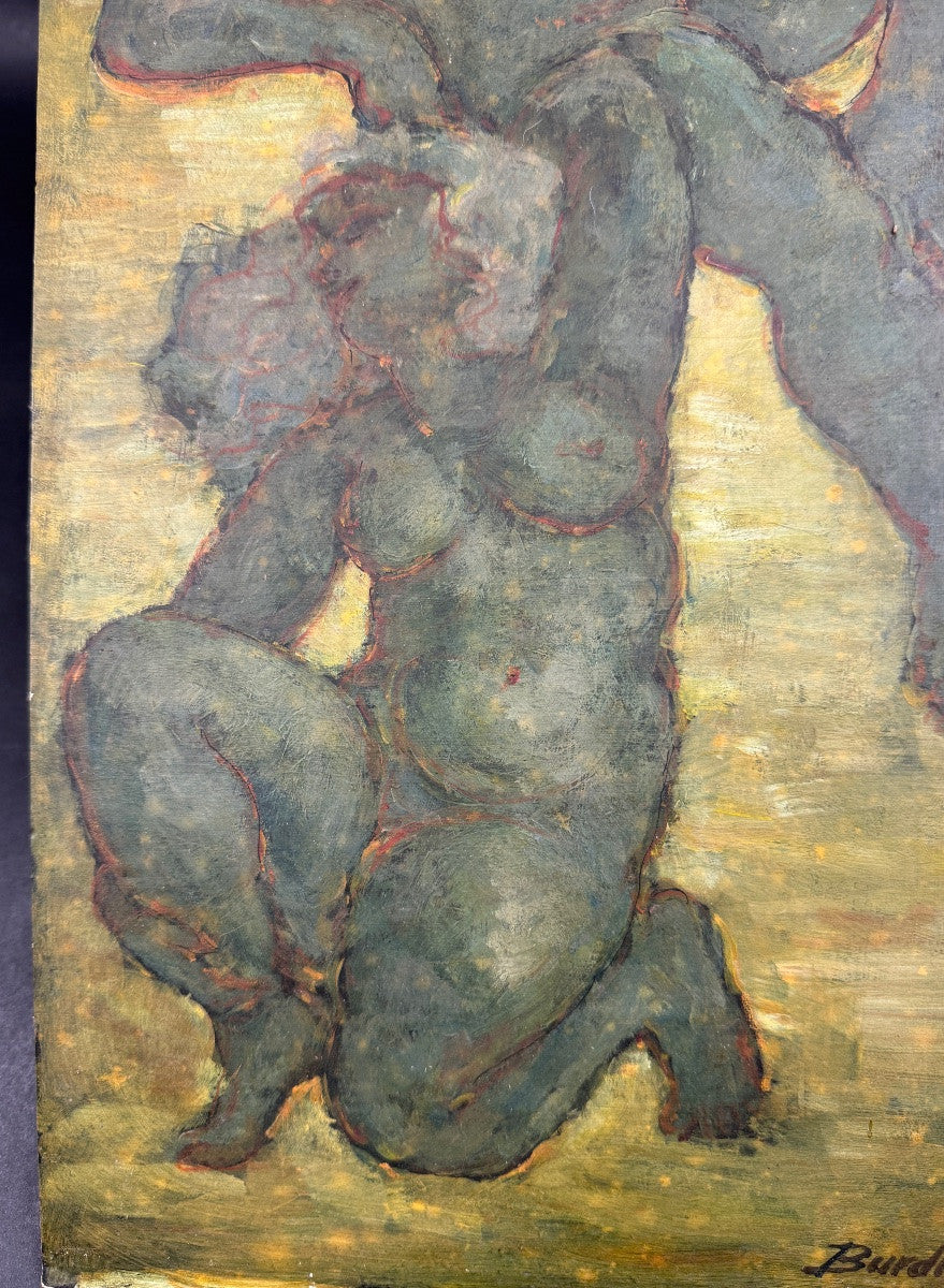 Burdick — Huile sur carton, étude de nus féminins — photo 3