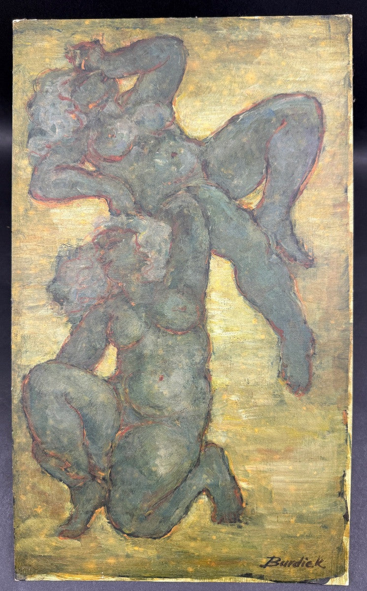 Burdick — Huile sur carton, étude de nus féminins — photo 4