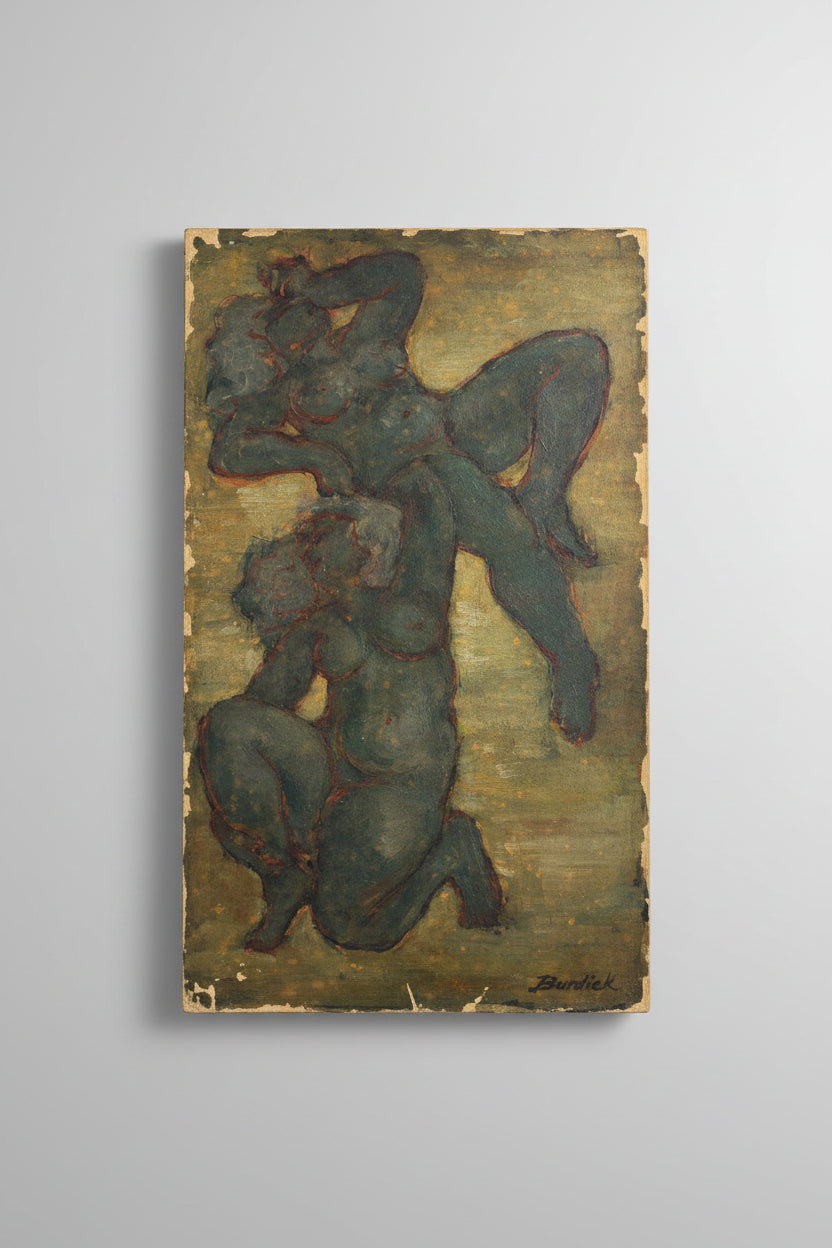 Burdick — Huile sur carton, étude de nus féminins — photo 1