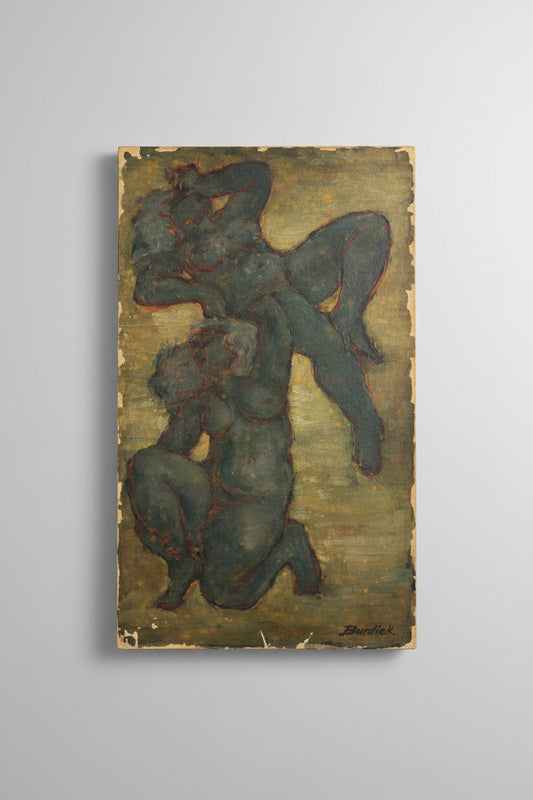 Burdick — Huile sur carton, étude de nus féminins — photo 1