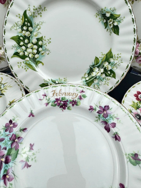 Royal Albert 12 assiettes dessert porcelaine fine fleurs