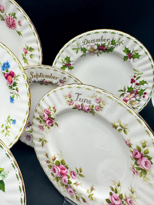 Royal Albert 12 assiettes dessert porcelaine fine fleurs
