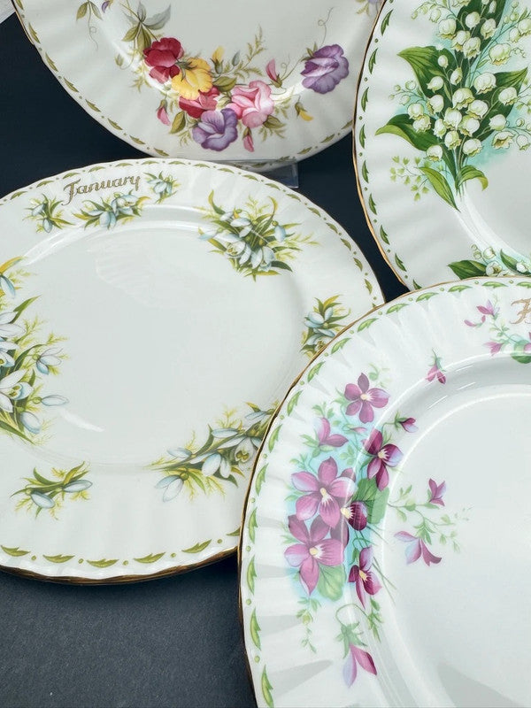 Royal Albert 12 assiettes dessert porcelaine fine fleurs