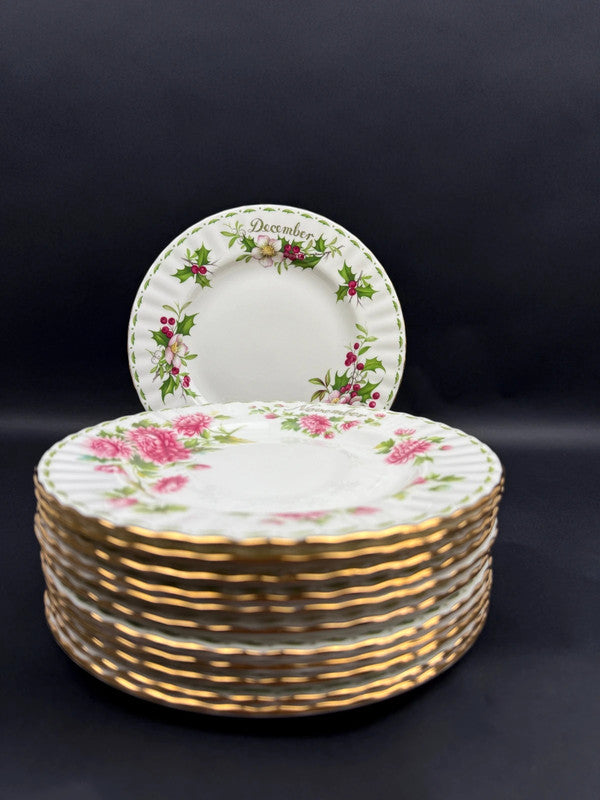 Royal Albert 12 assiettes dessert porcelaine fine fleurs