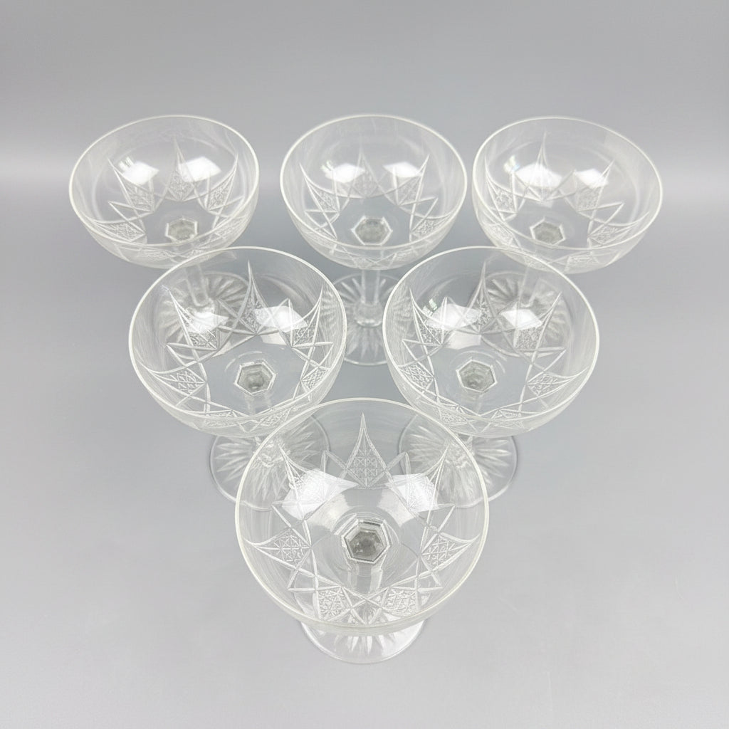 Baccarat, service Epron, suite de 6 coupes à champagne