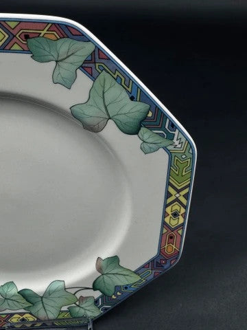 6 assiettes octogonales à dessert Villeroy & Boch Pasadena en porcelaine décor lierre