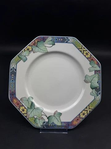 6 assiettes octogonales à dessert Villeroy & Boch Pasadena en porcelaine décor lierre