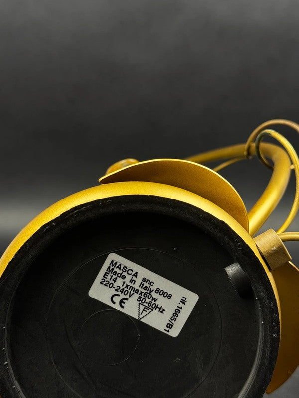 Lampe florale Masca Italie, métal doré et verre soufflé