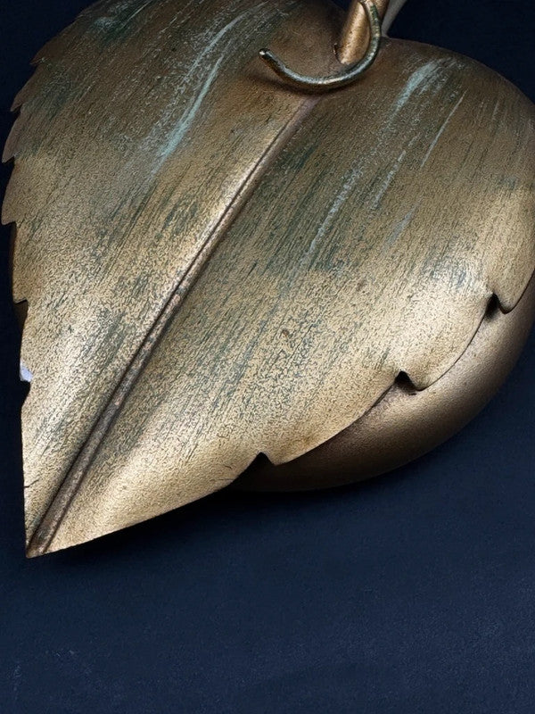 Lampe florale Masca Italie, métal doré et verre soufflé