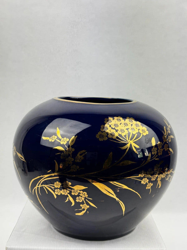 Vase Boule Bavaria "Echt Cobalt" | Porcelaine Bleu Or 22k | Vintage 60s 70s