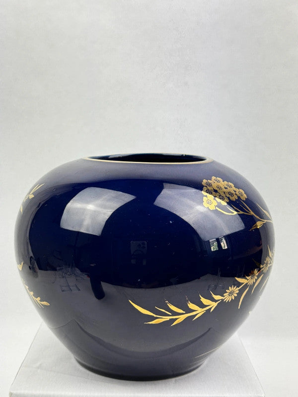 Vase Boule Bavaria "Echt Cobalt" | Porcelaine Bleu Or 22k | Vintage 60s 70s