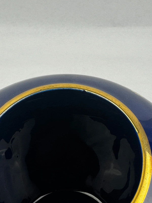 Vase Boule Bavaria "Echt Cobalt" | Porcelaine Bleu Or 22k | Vintage 60s 70s