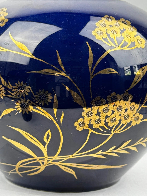 Vase Boule Bavaria "Echt Cobalt" | Porcelaine Bleu Or 22k | Vintage 60s 70s