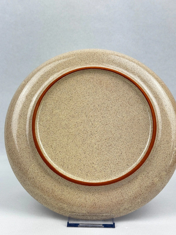 Lot 4 Assiettes Plates Vintage Grès Moucheté Fleur Rose | Diam. 25 cm