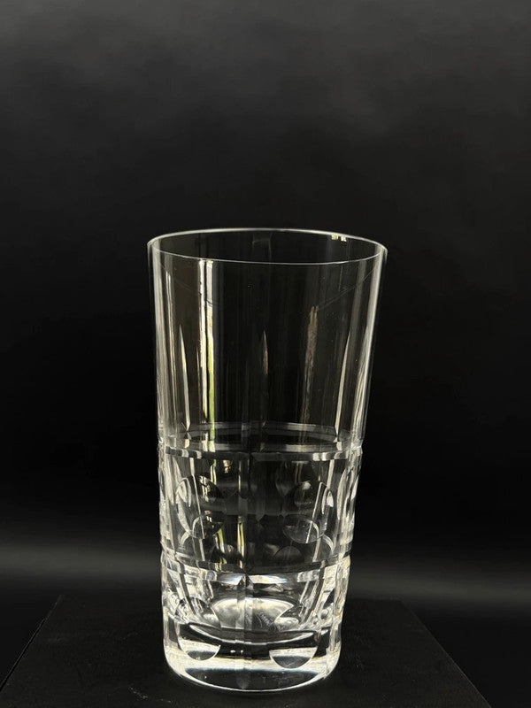 4 verres à eau en cristal de Sèvres 14,5 cm modèle taillé à facettes et pastilles
