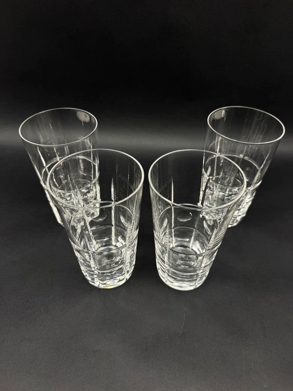 4 verres à eau en cristal de Sèvres 14,5 cm modèle taillé à facettes et pastilles