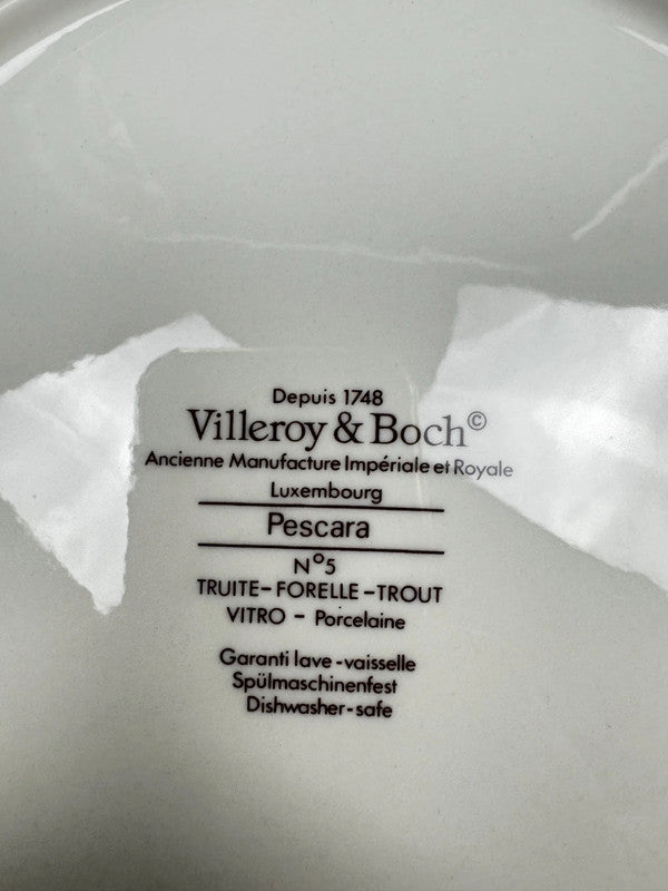 Villeroy & Boch Pescara Service porcelaine poissons bleus 6 assiettes + plat