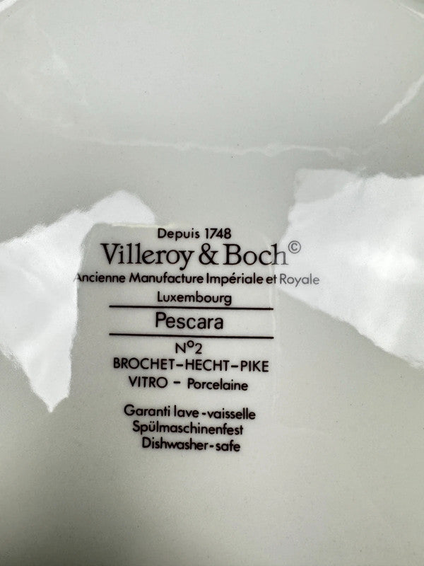 Villeroy & Boch Pescara Service porcelaine poissons bleus 6 assiettes + plat
