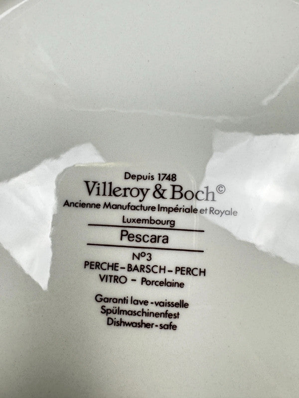 Villeroy & Boch Pescara Service porcelaine poissons bleus 6 assiettes + plat