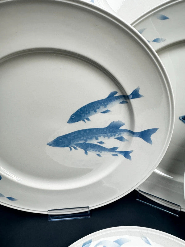 Villeroy & Boch Pescara Service porcelaine poissons bleus 6 assiettes + plat