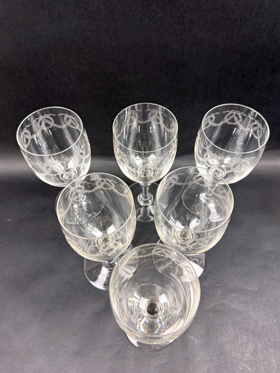 Suite de 6 verres à eau en cristal gravé - Lot 1