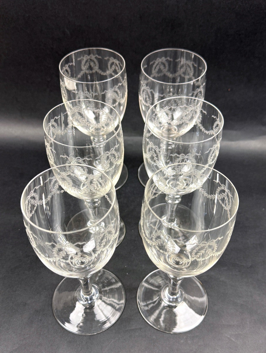 Suite de 6 verres à eau en cristal gravé - Lot 2