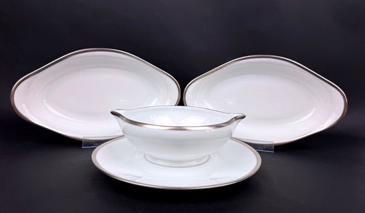 Raynaud, Fontainebleau Platine, une saucière et deux raviers