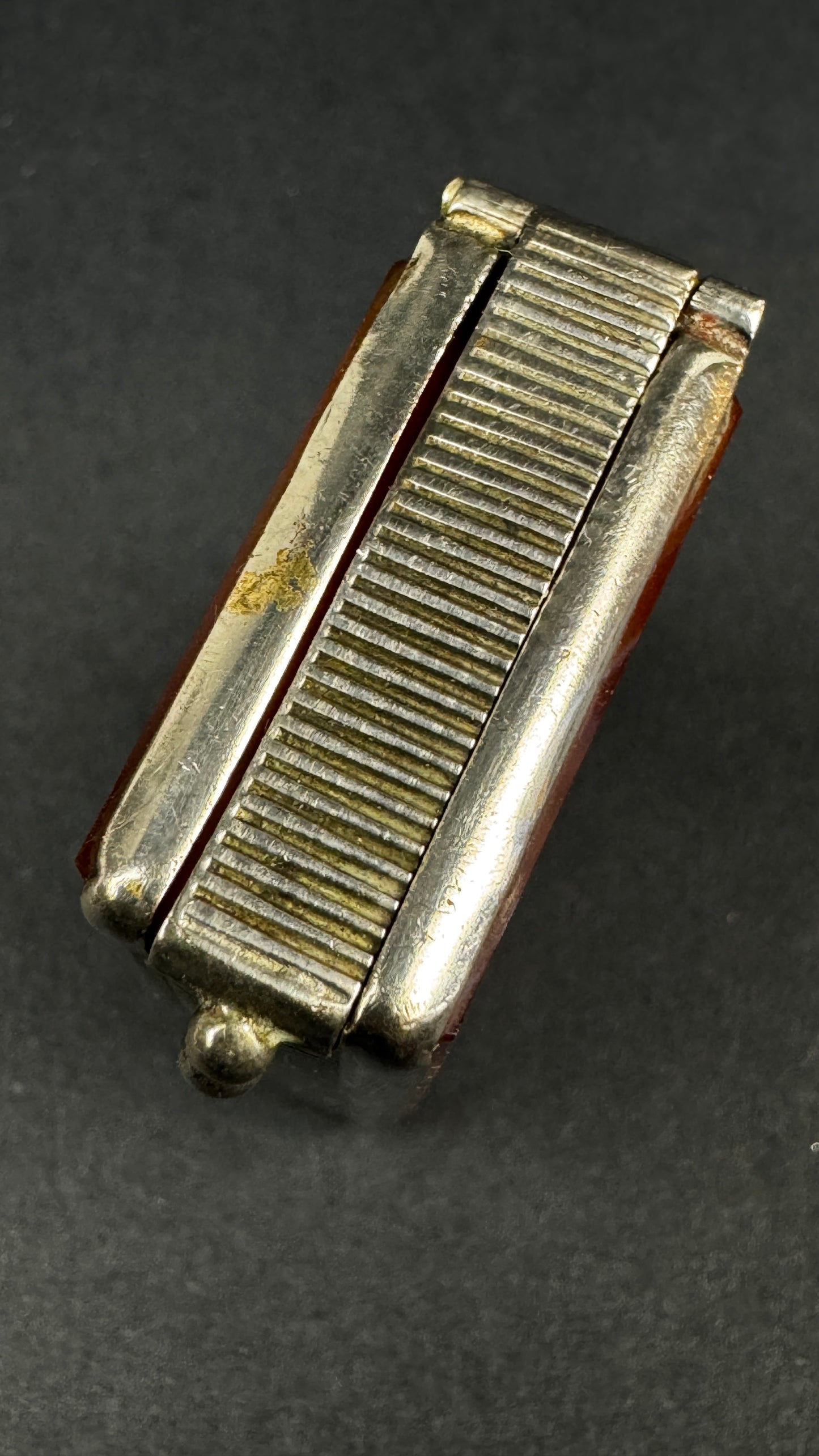 Pyrogène en agate et cuivre argenté