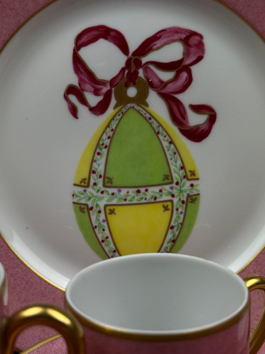 Puiforcat, suite de 6 tasses à café et 6 assiettes à dessert en porcelaine de Limoges