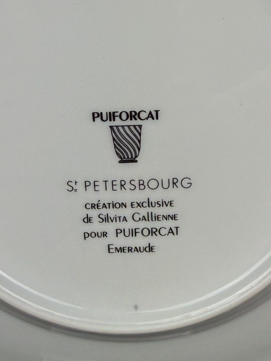 Puiforcat, suite de 6 tasses à café et 6 assiettes à dessert en porcelaine de Limoges