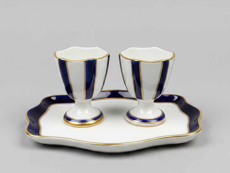 Camille Tharaud, plateau et 2 coquetiers en porcelaine de Limoges