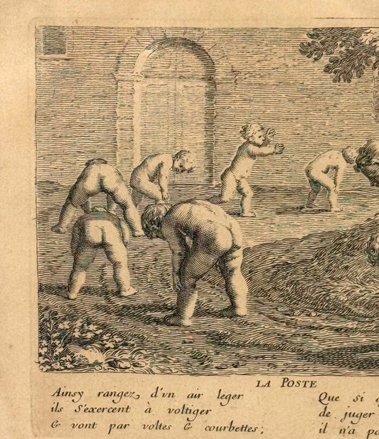 La Poste — Les Jeux et Plaisirs de l’Enfance, gravure sur cuivre d’après Stella — photo 2